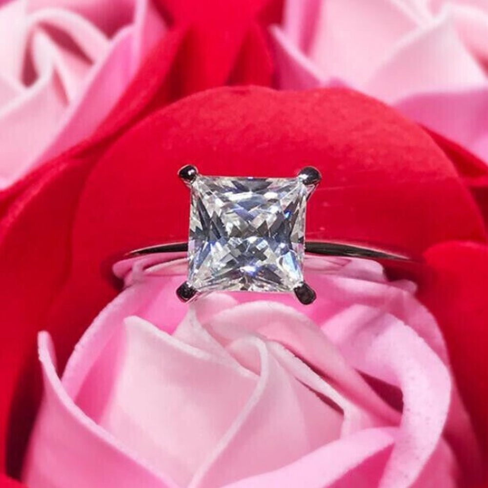 *NEW 18K DIAMOND WHITE GOLD STERLING SILVER RING* - Picture 2 of 5